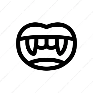 Simple Outline Vampire Teeth Mouth Halloween Icon