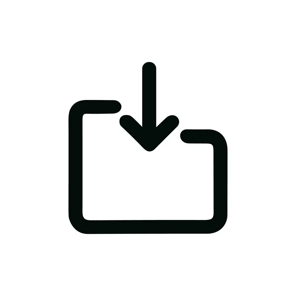 Simple Line Download Arrow into Box Shape Icon