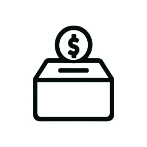 Simple Outline Dollar Coin Box Donation Icon