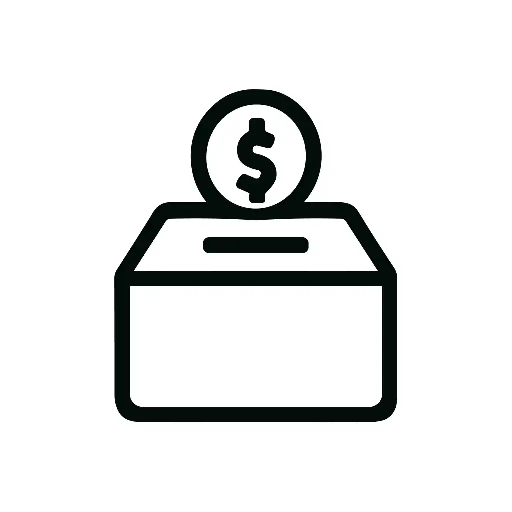 Simple Outline Dollar Coin Box Donation Icon