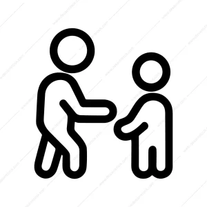 Line Handdrawn Child Helping Assistance Outline Icon
