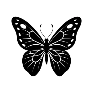 Simple Silhouette Butterfly Detailed Wing Insect Flying Wildlife Illustration