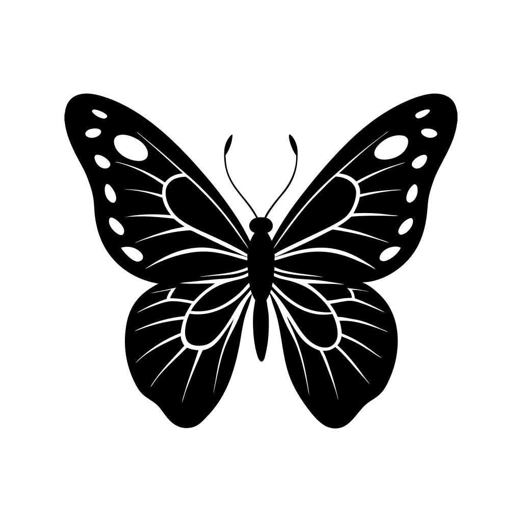 Simple Silhouette Butterfly Detailed Wing Insect Flying Wildlife Illustration