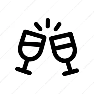 Outline Simple Toasting Wine Glass Celebration Icon
