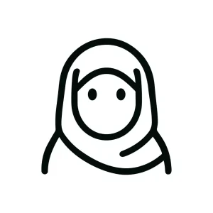 Simple Outline Woman in Hijab Line Art Icon