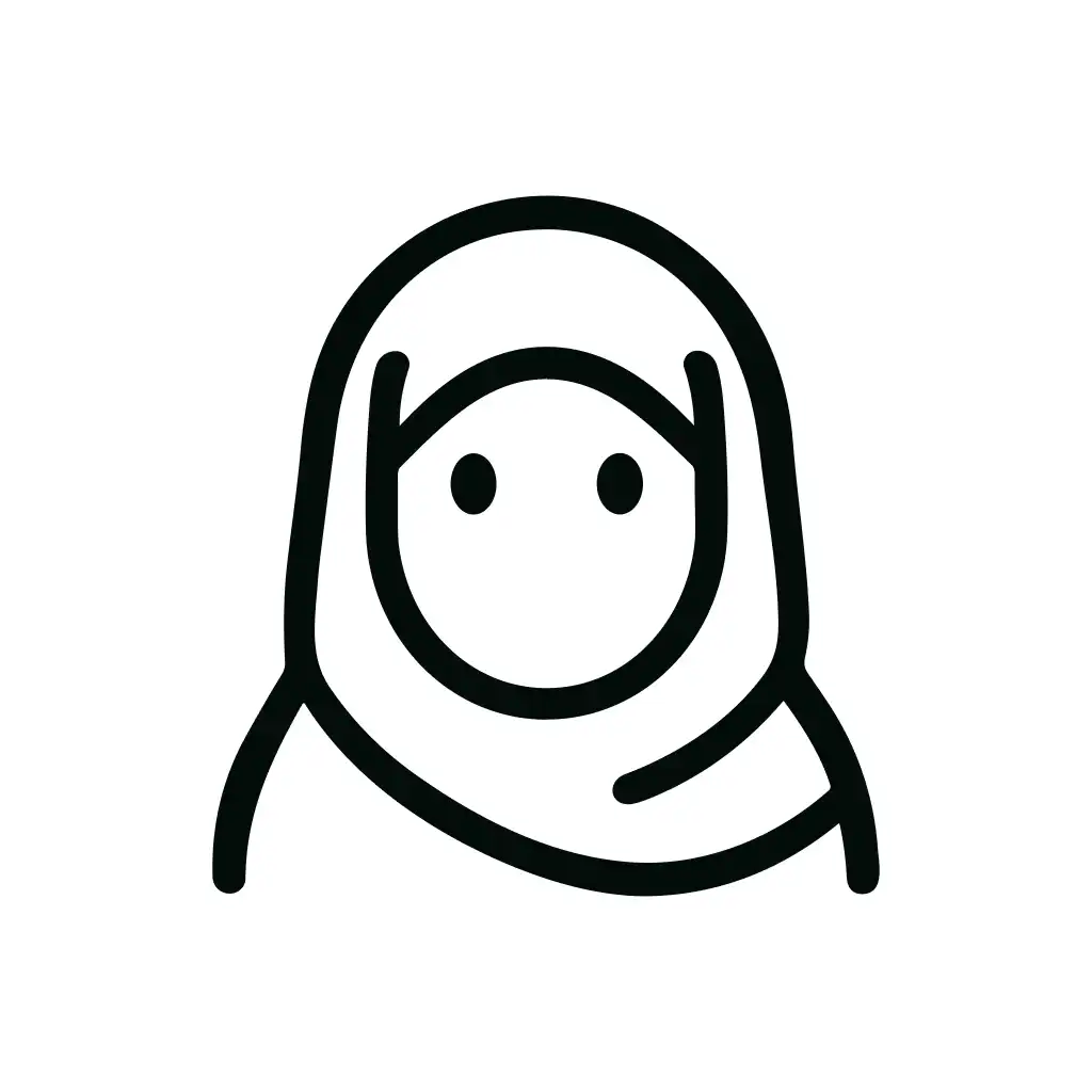 Simple Outline Woman in Hijab Line Art Icon