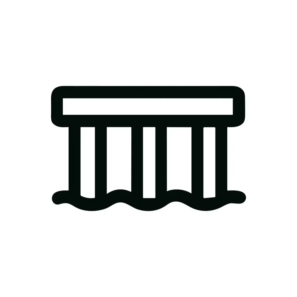 Simple Line Drawing Pier Icon Outline Symbol Black and White