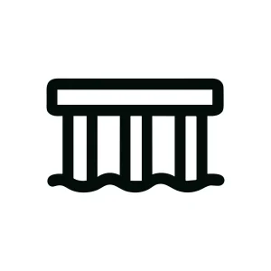 Simple Line Drawing Pier Icon Outline Symbol Black and White