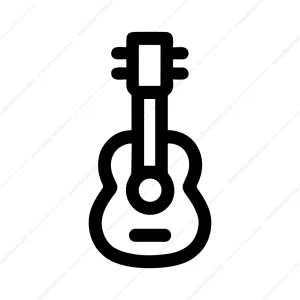 Bold Outline Acoustic Guitar Musical Instrument Icon