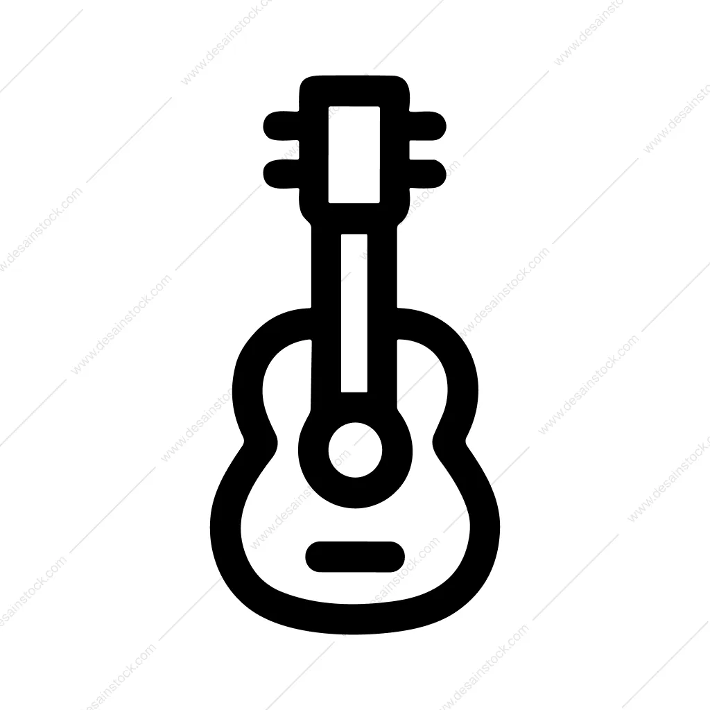 Bold Outline Acoustic Guitar Musical Instrument Icon