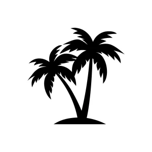 Simple Silhouette Tropical Palm Tree Island Landscape