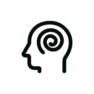Minimalist Outline Swirl Inside Head Shape Represents Thoughts Icon