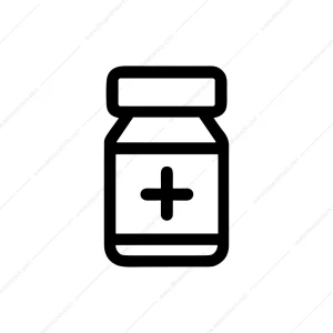 Simple Outline Medicine Bottle with Plus Sign Icon