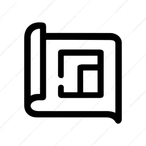 Minimalist Outline Blueprint House Plan Architecture Icon
