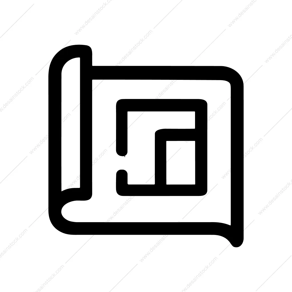 Minimalist Outline Blueprint House Plan Architecture Icon