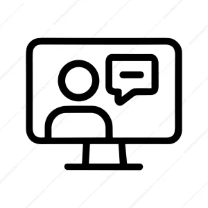 Simple Outline Online Meeting Conference Computer Icon