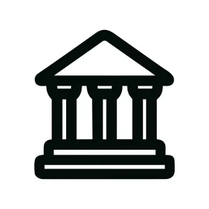 Minimalist Outline Simple Bank Building Structure Government Institution Icon