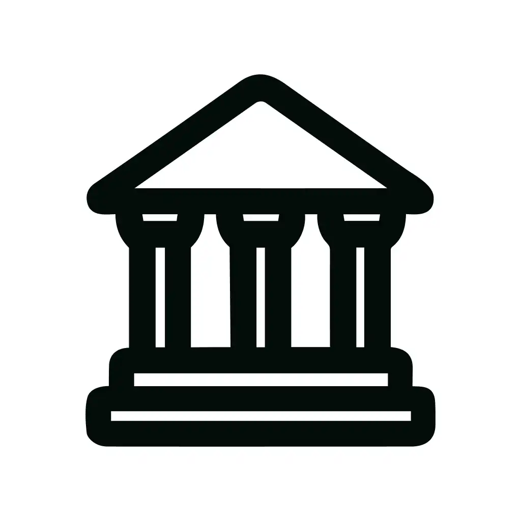 Minimalist Outline Simple Bank Building Structure Government Institution Icon