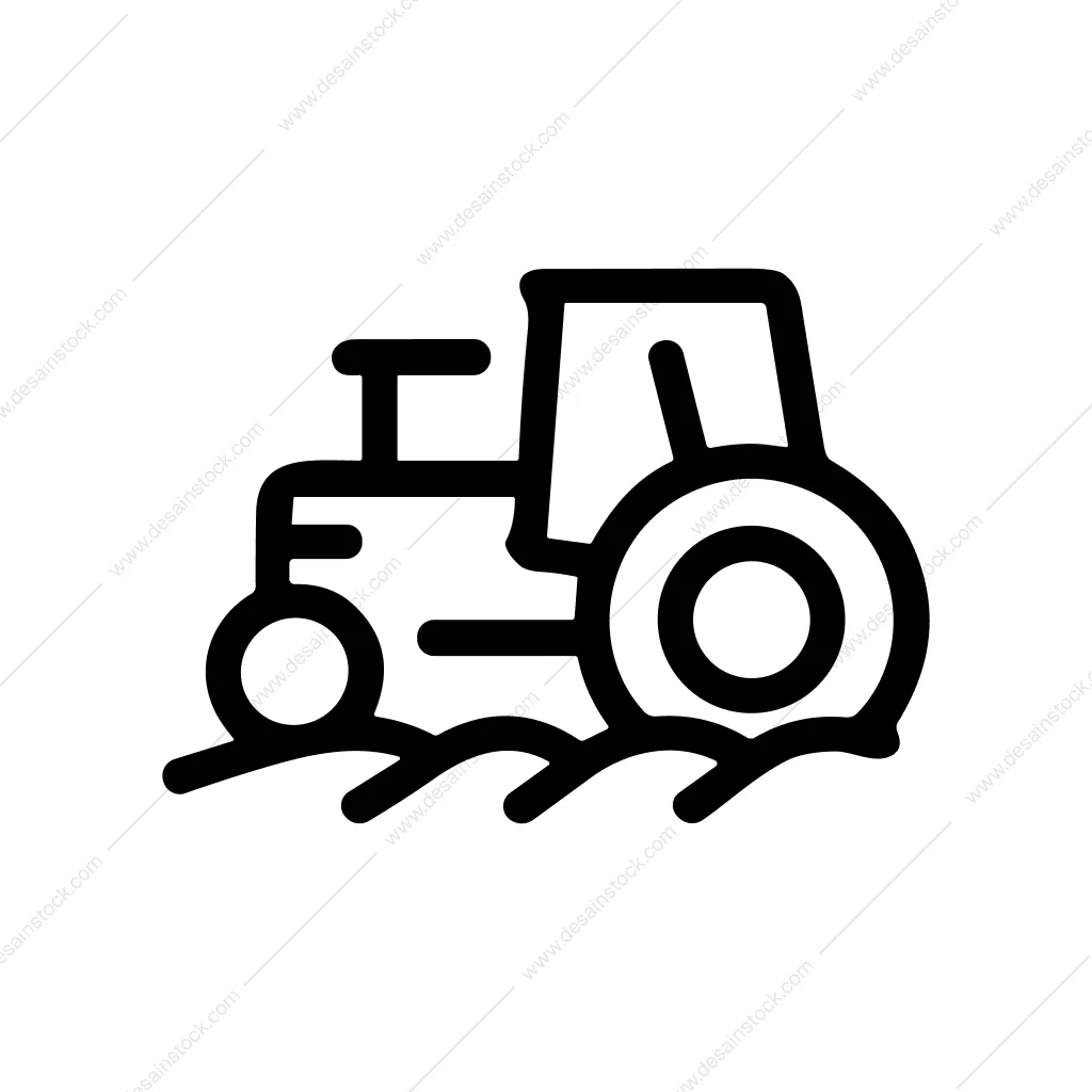 Outline Simple Tractor Vehicle Agriculture Machine Icon