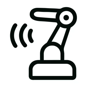 Minimalist Outline Robotic Arm Control Machine Industry Automation Icon