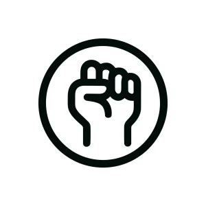 Simple Line Fist Bump Circle Symbol Power Sign Icon Graphic
