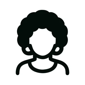 Minimalist Outline Silhouette Afro Curly Hair Woman Icon Avatar Symbol