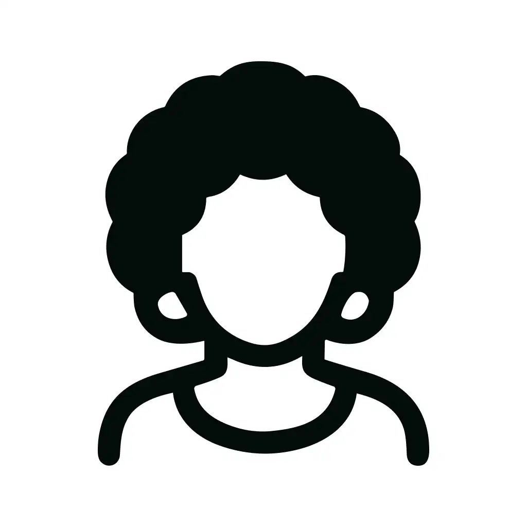 Minimalist Outline Silhouette Afro Curly Hair Woman Icon Avatar Symbol