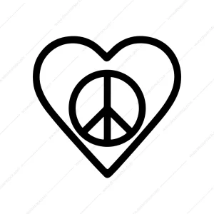 Outline Simple Peace Symbol Inside Heart Shape Icon