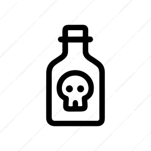 Simple Outline Poison Bottle Skull Symbol Sign Icon