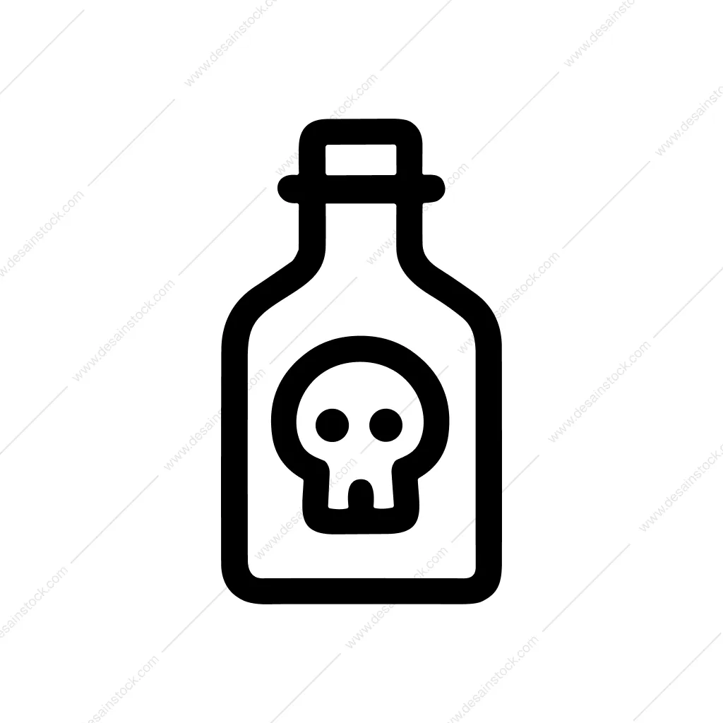 Simple Outline Poison Bottle Skull Symbol Sign Icon
