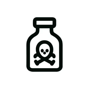 Outline Minimalist Poison Bottle Skull and Crossbones Icon