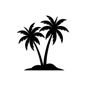 Simple Black Silhouette Palm Tree Beach Illustration