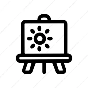 Outline Drawing Easel with Sun Shape Art Category