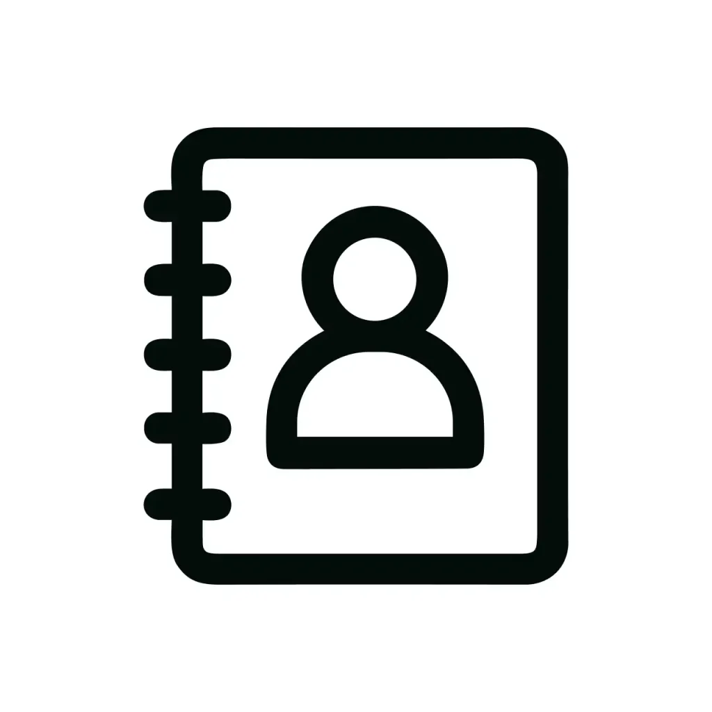 Simple Line Contact Book Icon With Person Silhouette Symbol Sign