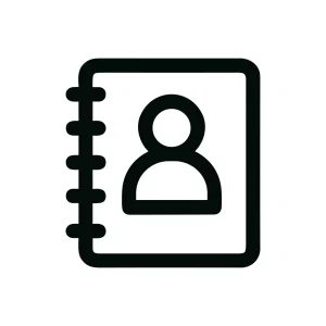 Simple Line Contact Book Icon With Person Silhouette Symbol Sign