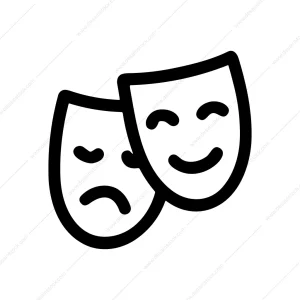 Simple Outline Theater Mask Sad and Happy Icon