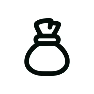 Minimalist Outline Money Bag Pouch Simple Line Icon