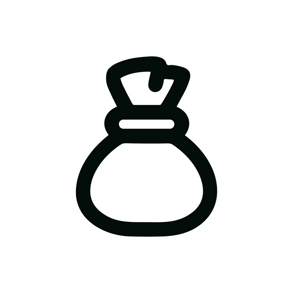 Minimalist Outline Money Bag Pouch Simple Line Icon