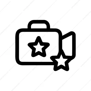Line Drawing Suitcase with Star Award Icon Element