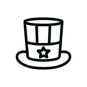 Simple Outline American Hat with Star Icon Design
