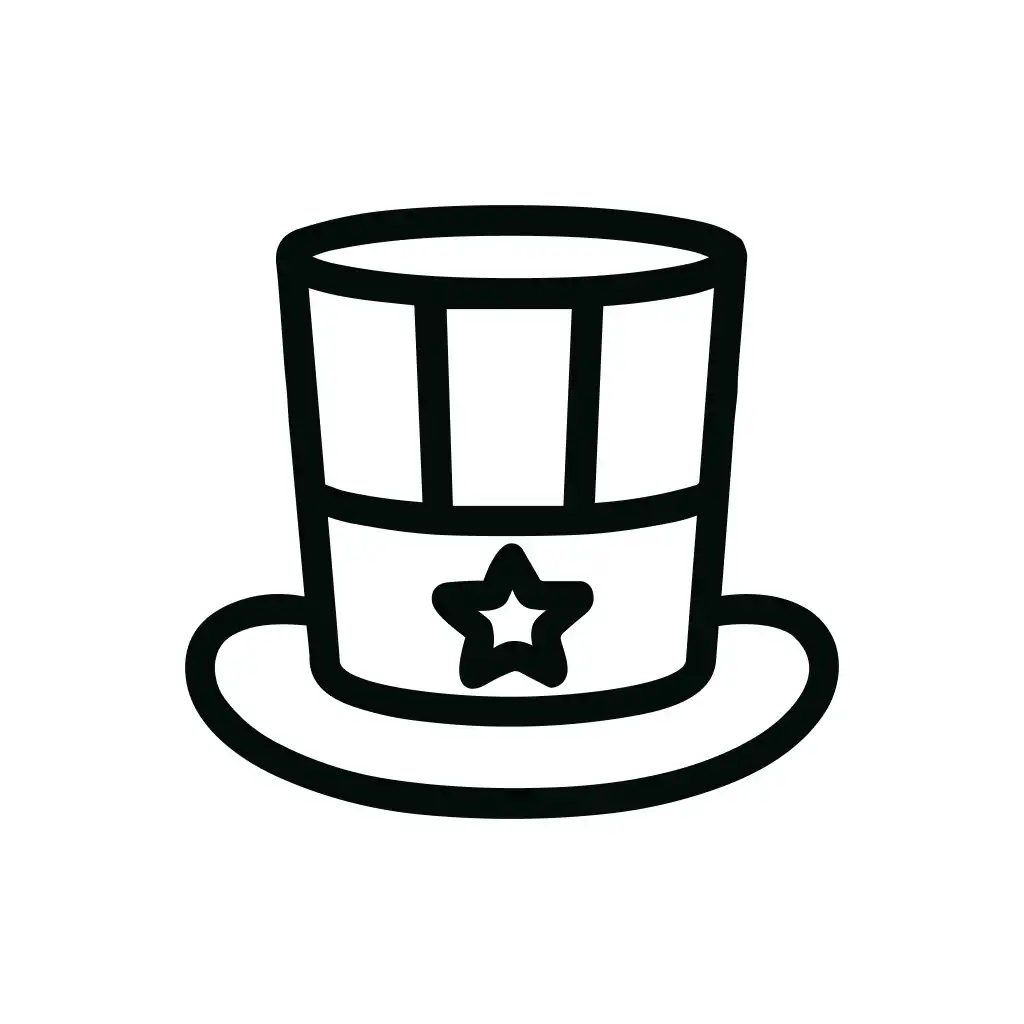 Simple Outline American Hat with Star Icon Design