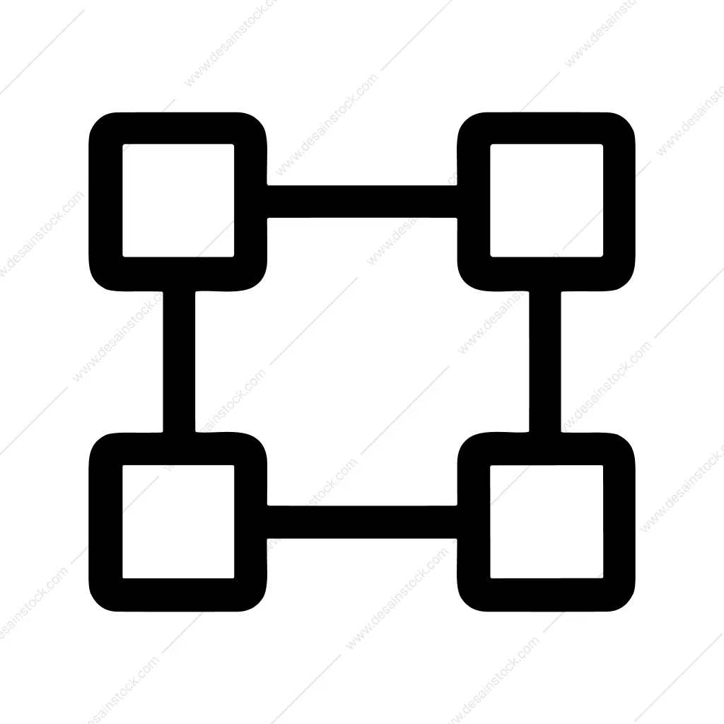 Simple Bold Square Connection Network Diagram Icon