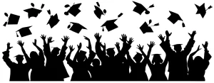 Black Silhouette Graduation Celebration Crowd of People Illustration