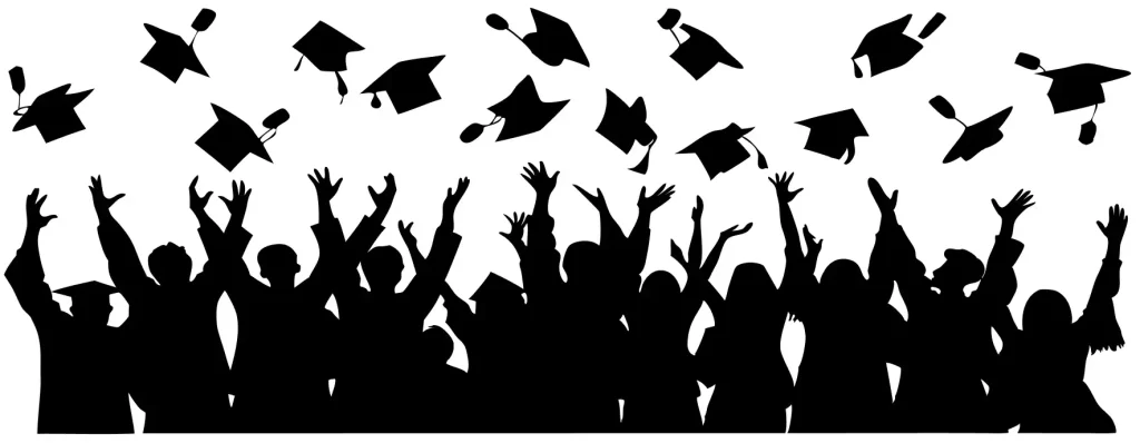 Silhouette Cheerful Graduation Student Celebration Achievement Moment