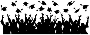 Silhouette Cheerful Graduation Student Celebration Achievement Moment