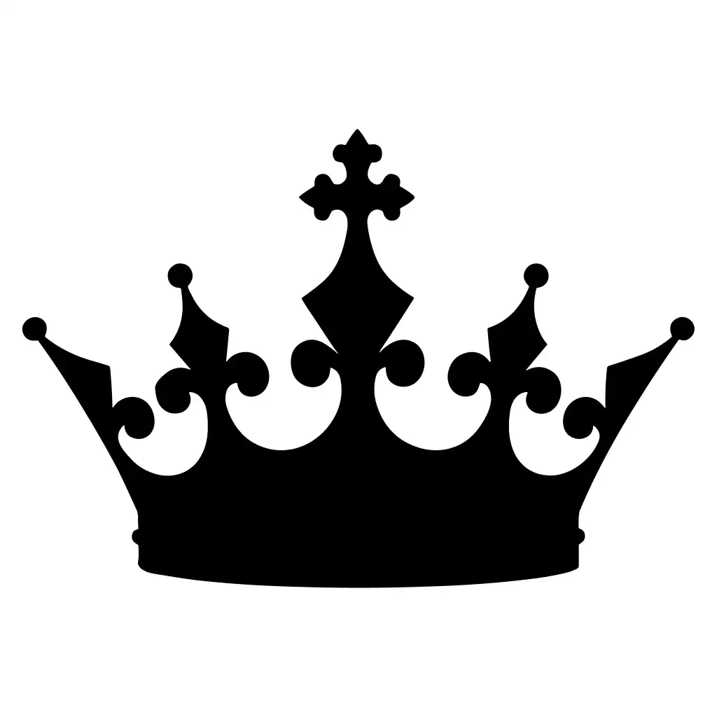 Elegant Silhouette Monarch Crown Symbol Royalty Sign