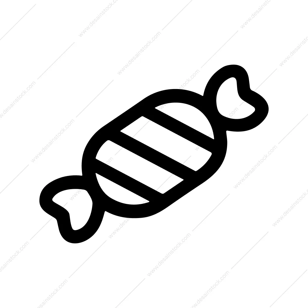 Outline Handdrawn Wrapped Candy Treat Sweet Icon