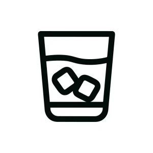 Outline Simple Whiskey Glass with Ice Cube Icon