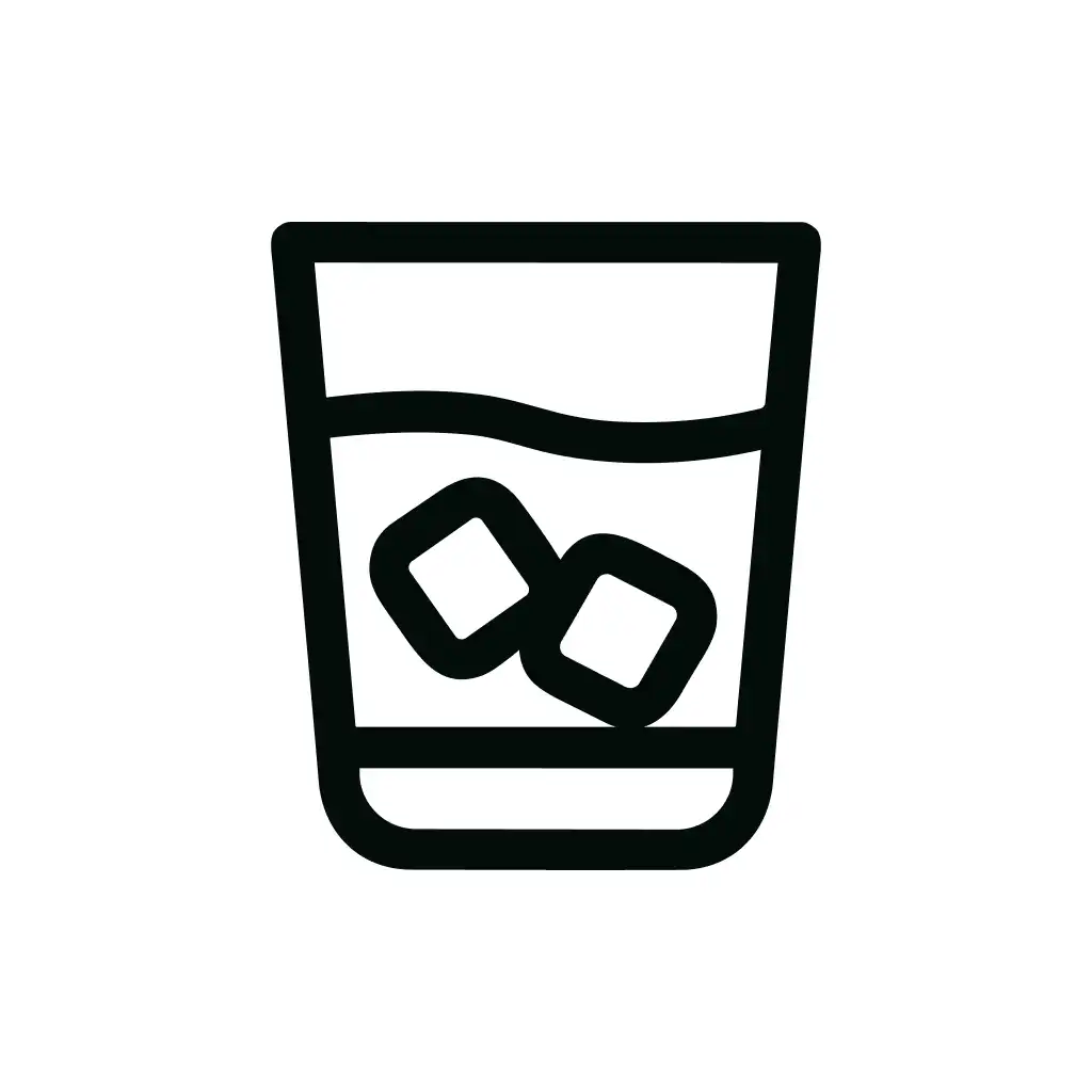 Outline Simple Whiskey Glass with Ice Cube Icon