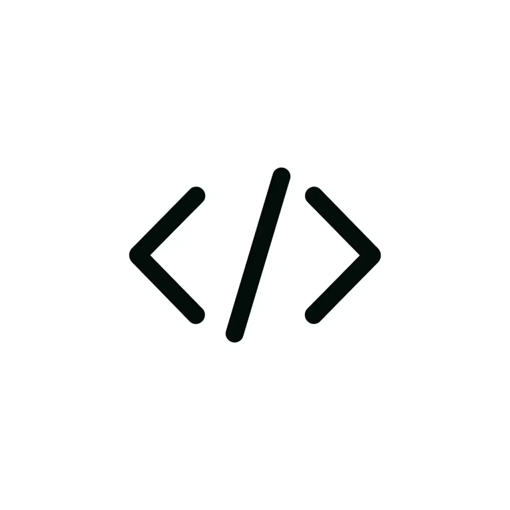 Minimalist Outline Code Bracket Symbol with Slash Icon Illustration